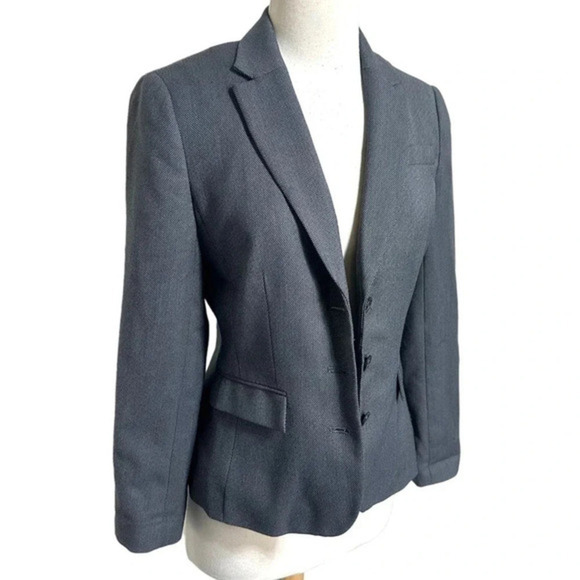 Banana Republic Factory 2P grey tweed stretch 3 button blazer - Picture 3 of 8